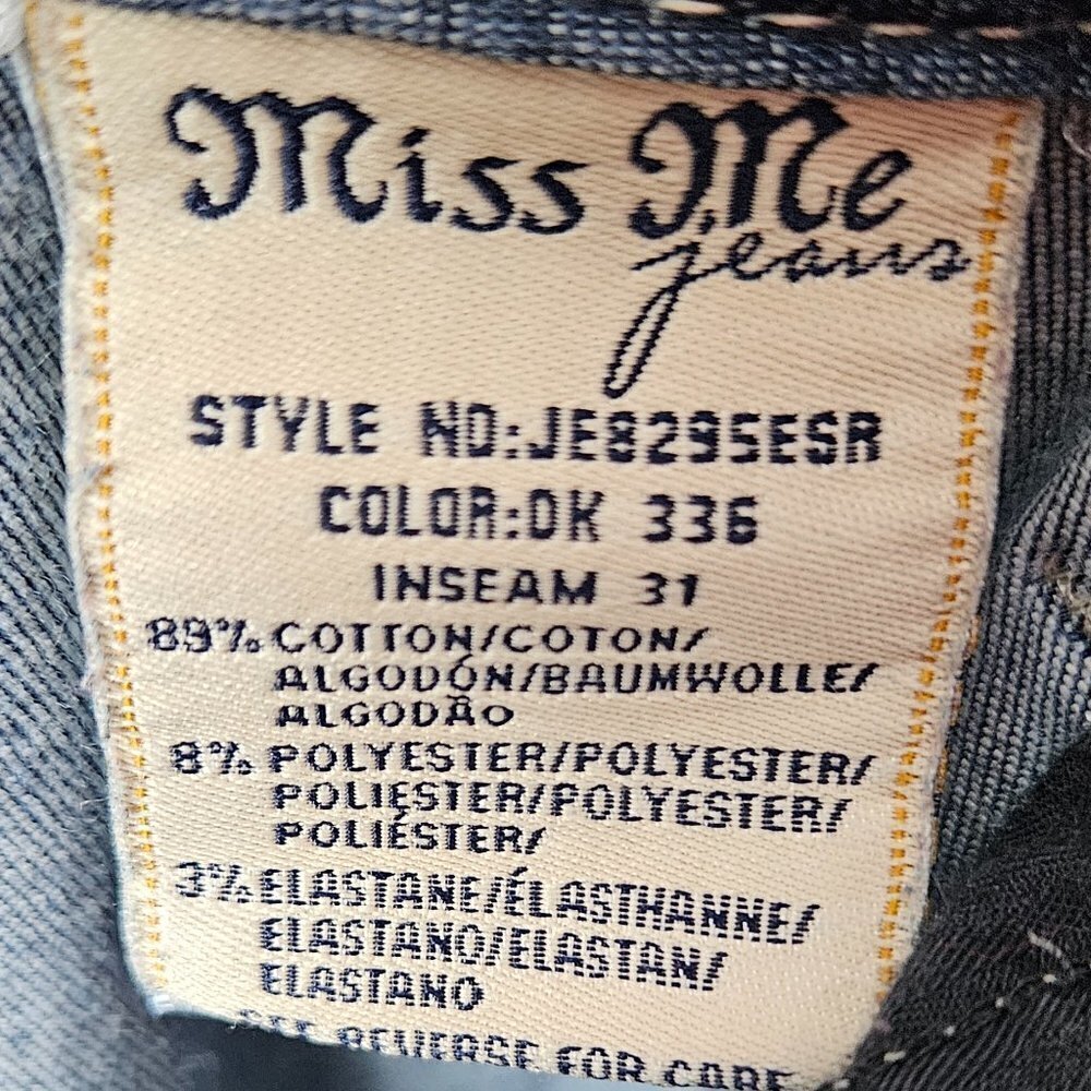Miss Me Mid-Rise Easy Skinny Fleur De Lis Embellished Pocket Jean 27 JE8295ESR - Picture 11 of 12